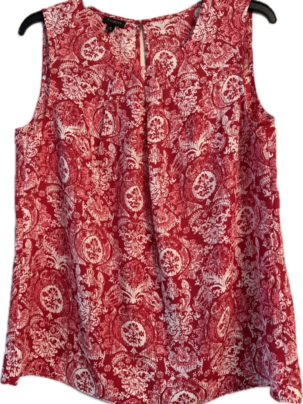Talbots Red and White Floral Print Sleeveless Top Size 10